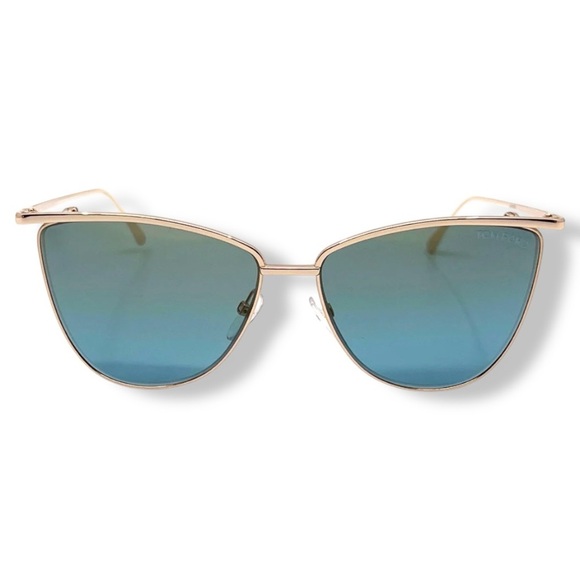 TOM FORD Veronica Cat-eye Semi Mirrored Sunglasses Gold Frame TF684 28W NEW - Picture 12 of 16